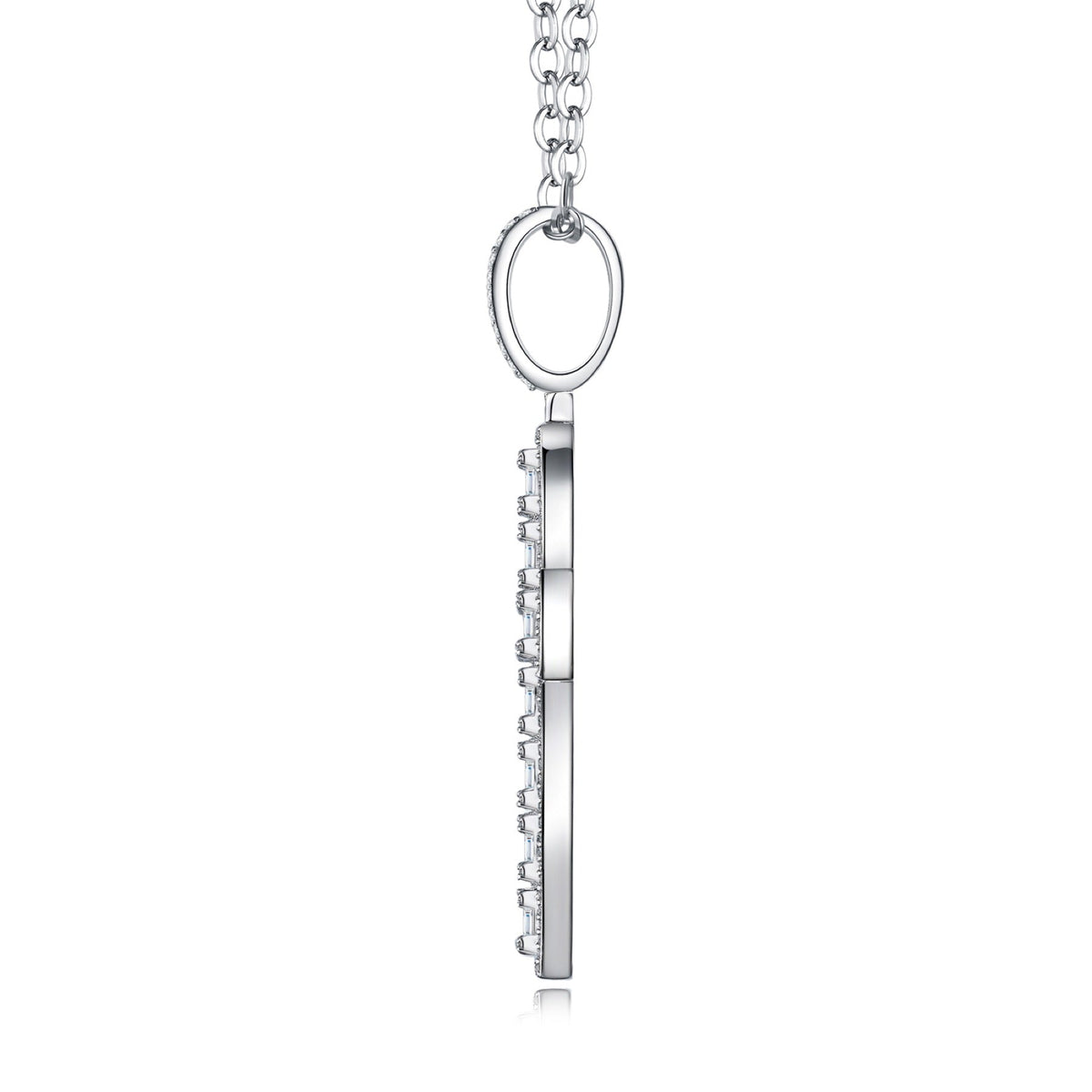 Crocione Moissanite Cross Necklace in Sterling Silver