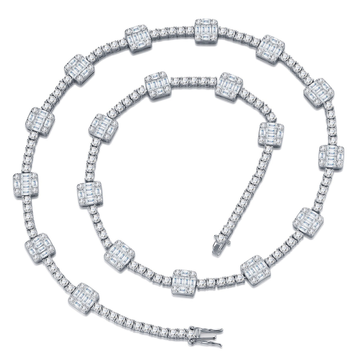 Bezelona Moissanite Tennis Necklace in Sterling Silver