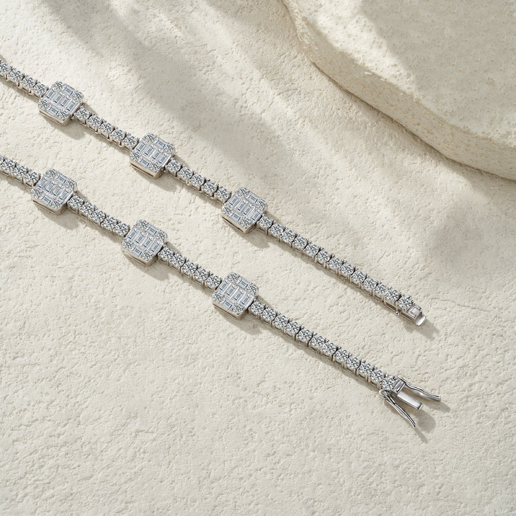 Bezelona Moissanite Tennis Necklace in Sterling Silver