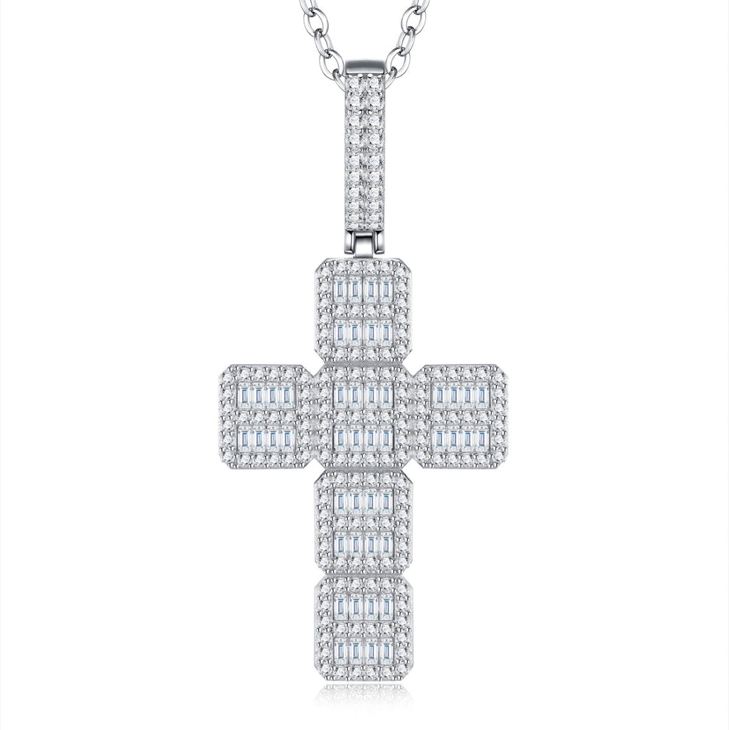 Pilastra Moissanite Cross Necklace in Sterling Silver