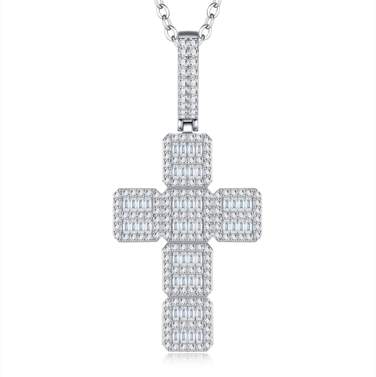 Pilastra Moissanite Cross Necklace in Sterling Silver