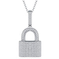 Lucchetto Moissanite Padlock Necklace in Sterling Silver