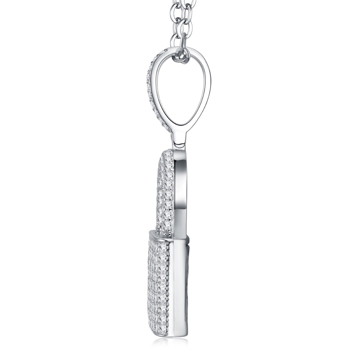 Lucchetto Moissanite Padlock Necklace in Sterling Silver