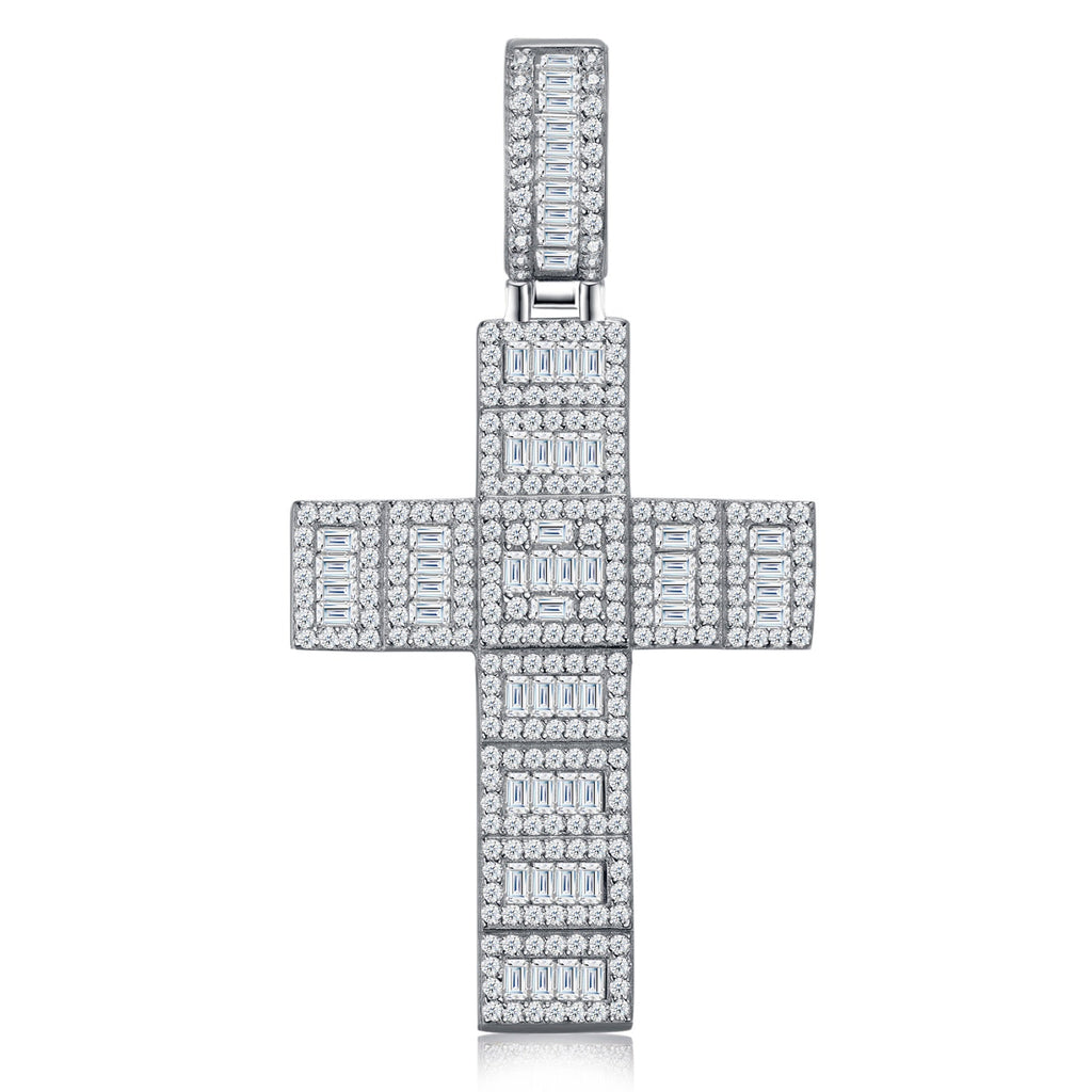Basalto Moissanite Cross Necklace in Sterling Silver
