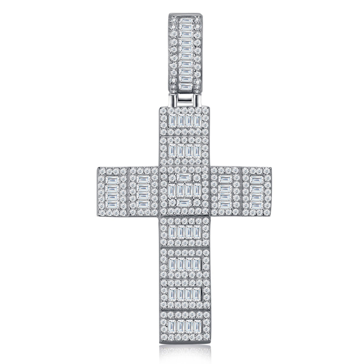 Basalto Moissanite Cross Necklace in Sterling Silver