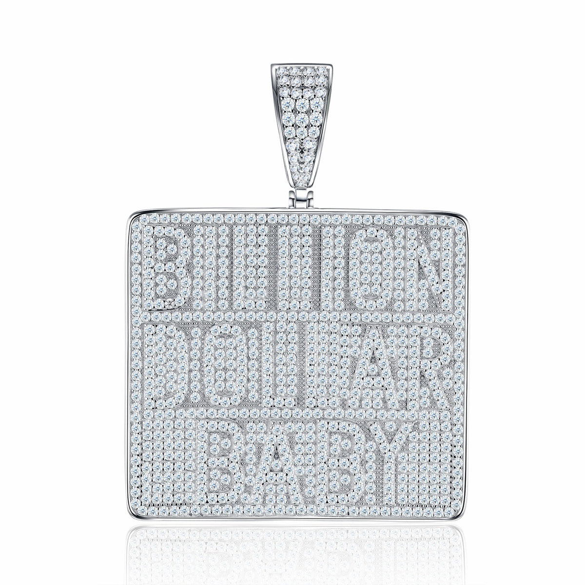 Billion Moissanite Nameplate Necklace in Sterling Silver