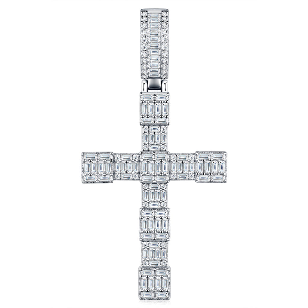 Colonnato Moissanite Cross Necklace in Sterling Silver