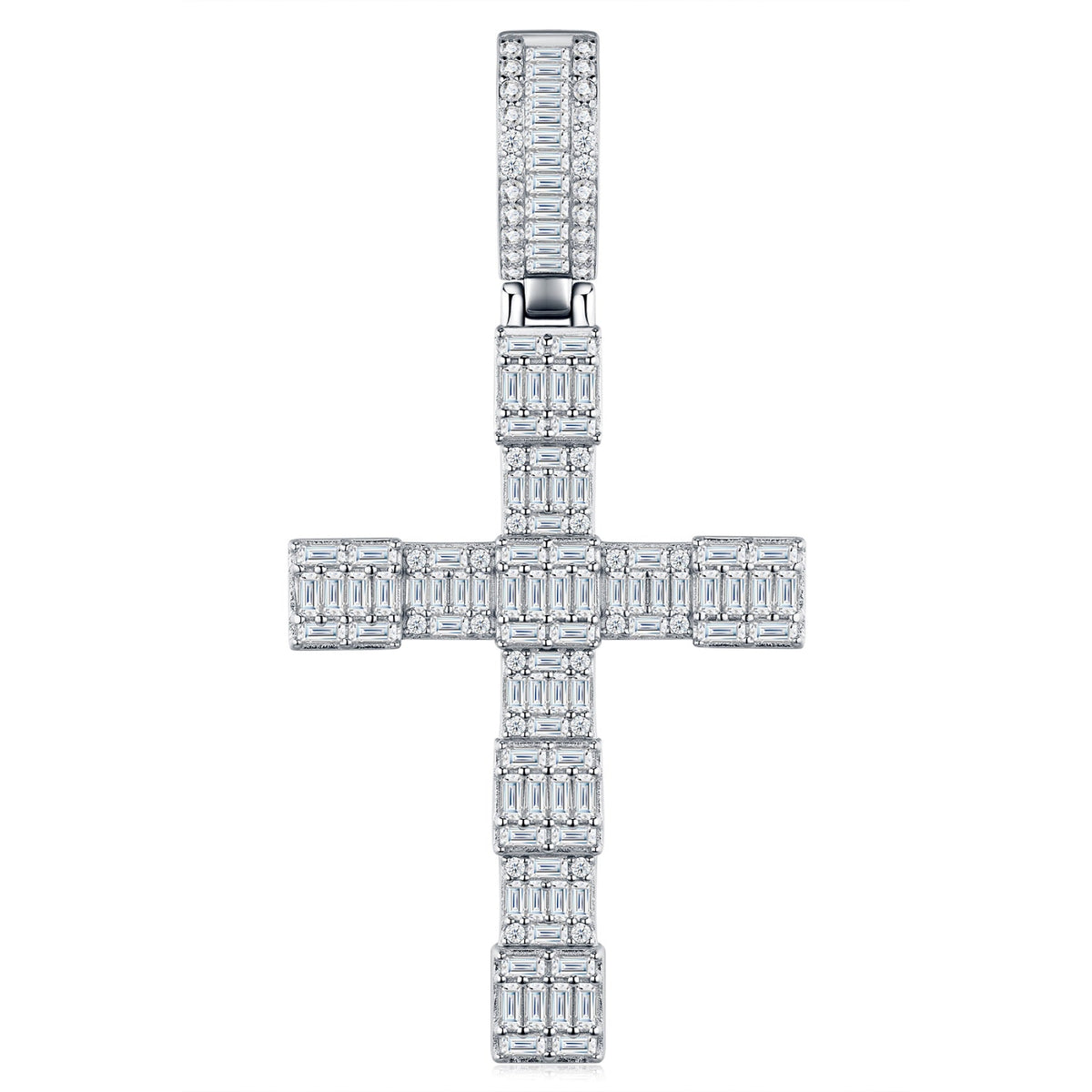 Colonnato Moissanite Cross Necklace in Sterling Silver