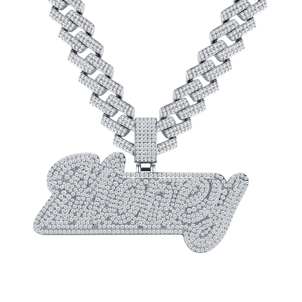 Shorty Moissanite Nameplate Necklace in Sterling Silver