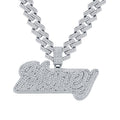 Shorty Moissanite Nameplate Necklace in Sterling Silver
