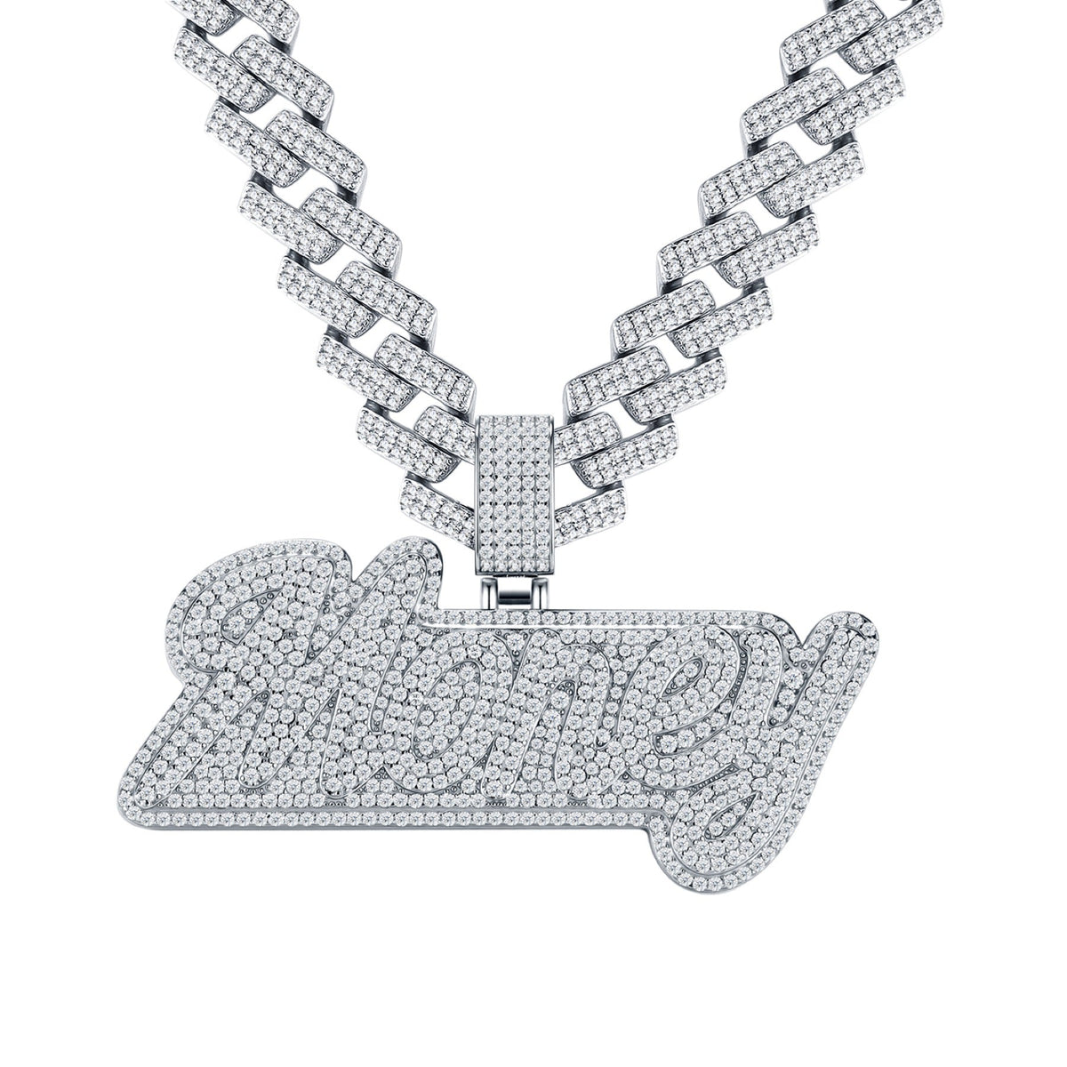 Shorty Moissanite Nameplate Necklace in Sterling Silver