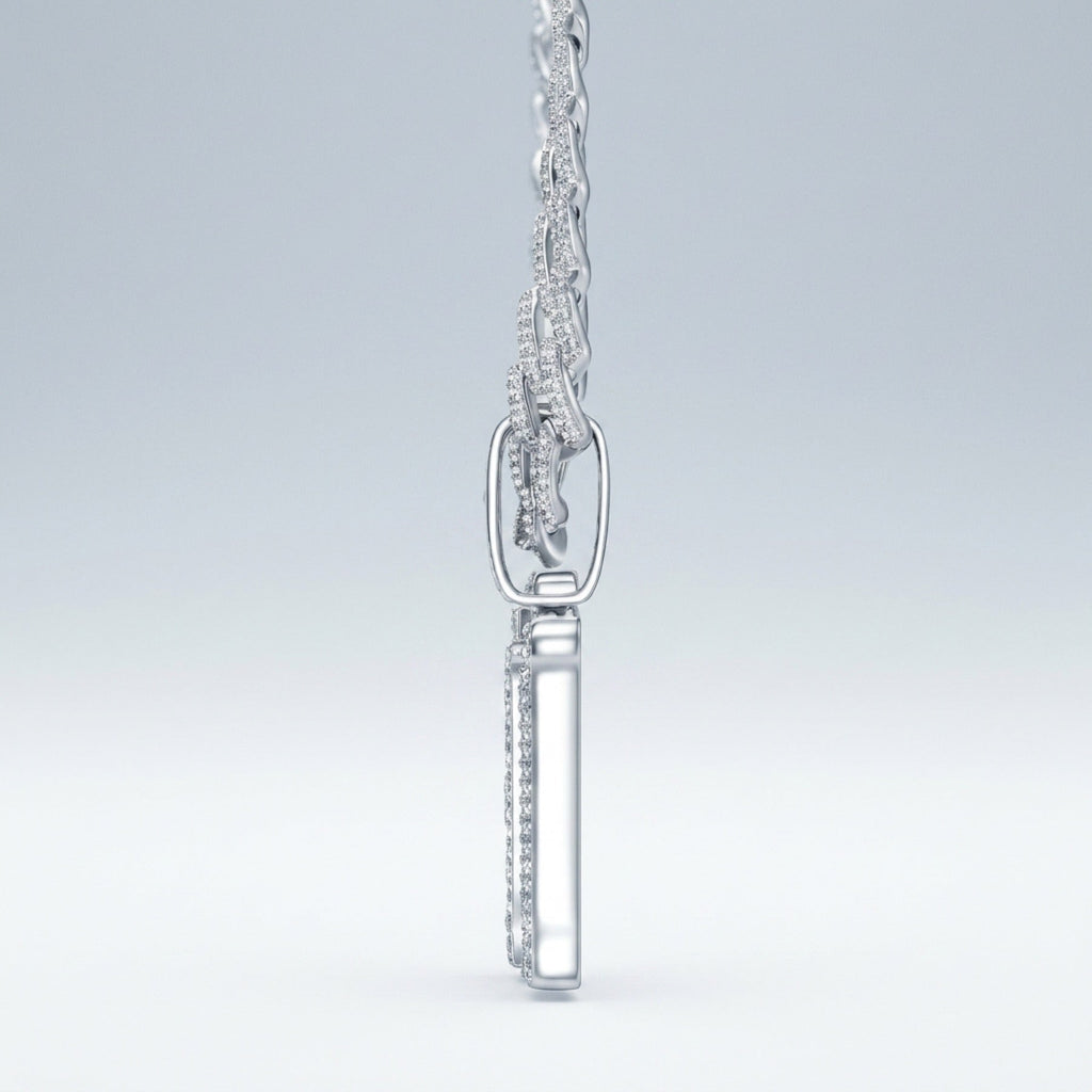 Shorty Moissanite Nameplate Necklace in Sterling Silver
