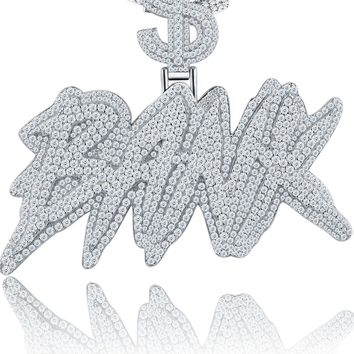 Bank Moissanite Nameplate Necklace in Sterling Silver