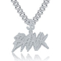 Bank Moissanite Nameplate Necklace in Sterling Silver