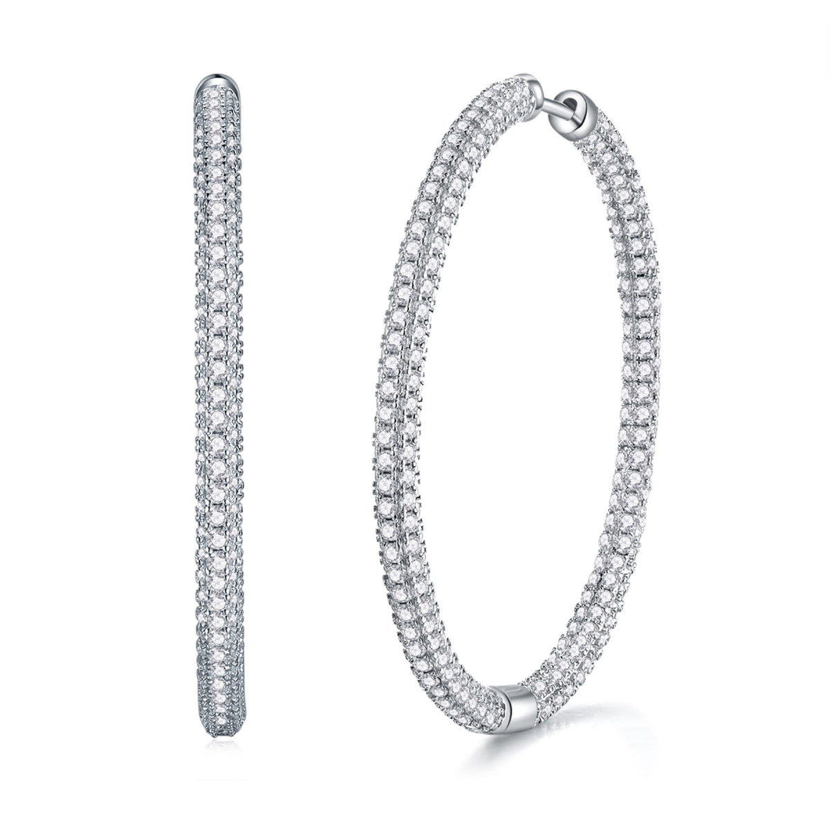Cocoa Moissanite Hoop Earrings in Sterling Silver