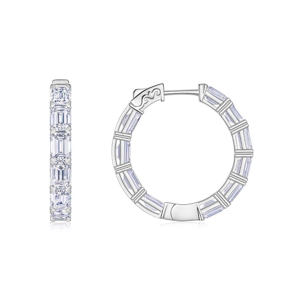 Ambra Moissanite Hoop Earrings in Sterling Silver
