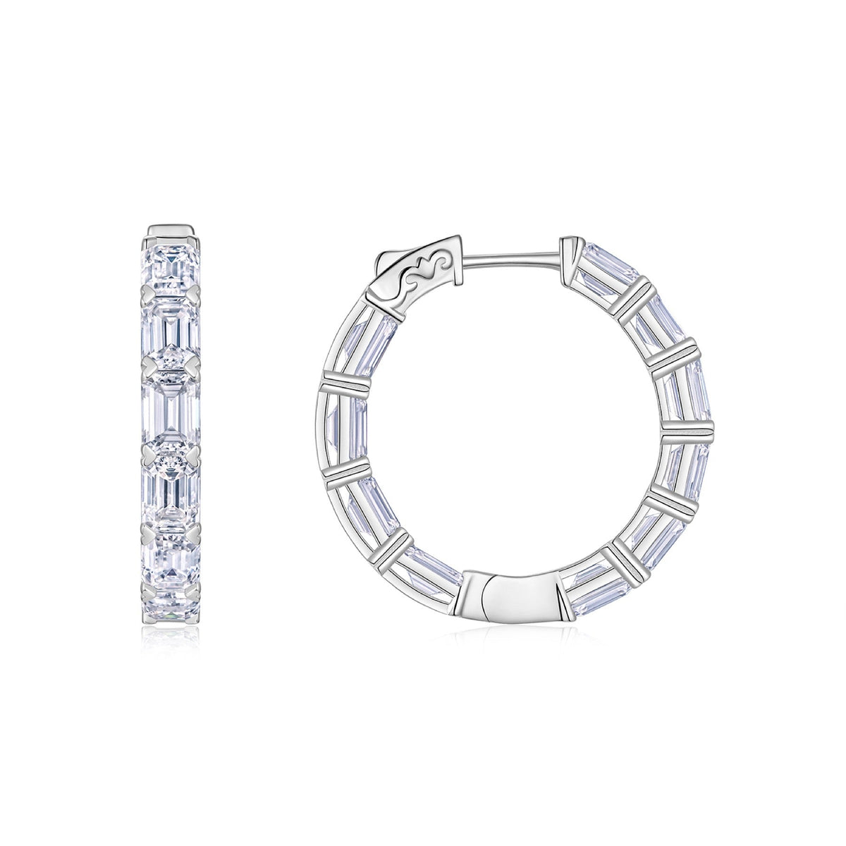 Ambra Moissanite Hoop Earrings in Sterling Silver
