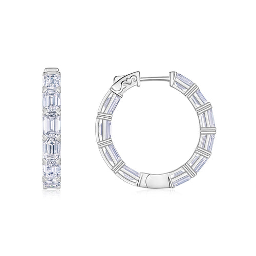 Ambra Moissanite Hoop Earrings in Sterling Silver