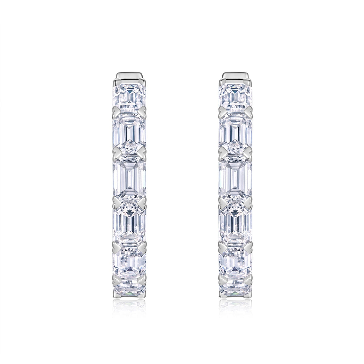 Ambra Moissanite Hoop Earrings in Sterling Silver