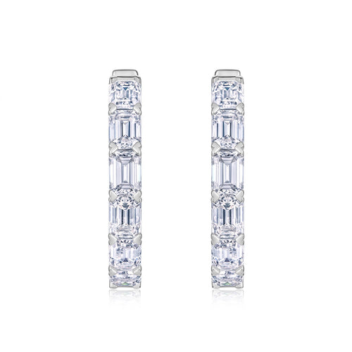 Ambra Moissanite Hoop Earrings in Sterling Silver