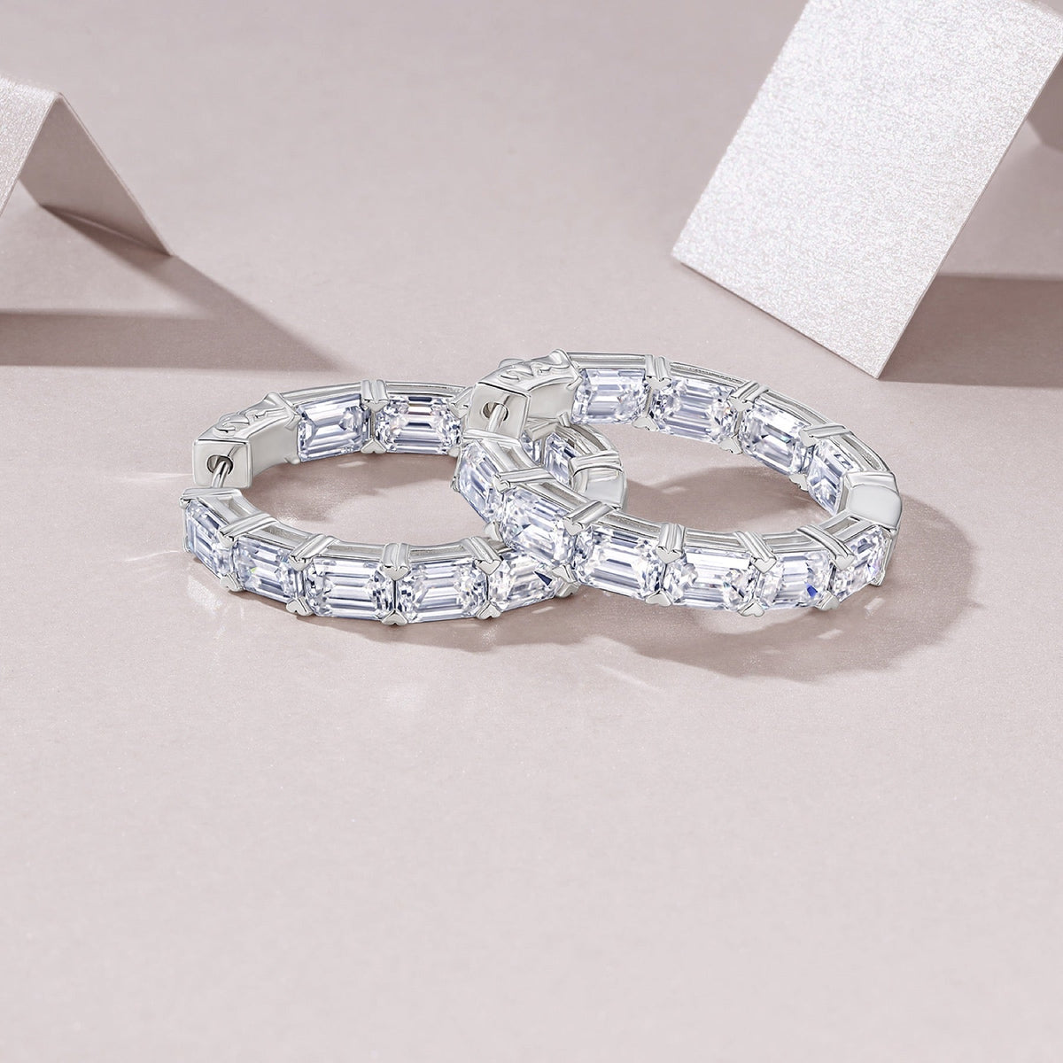 Ambra Moissanite Hoop Earrings in Sterling Silver