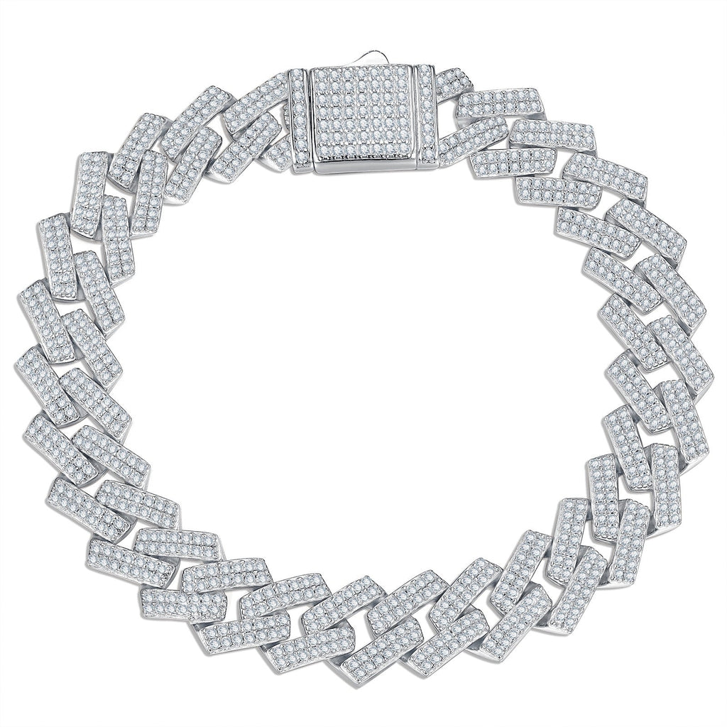 Chiglia Moissanite Cuban Link Bracelet in Sterling Silver