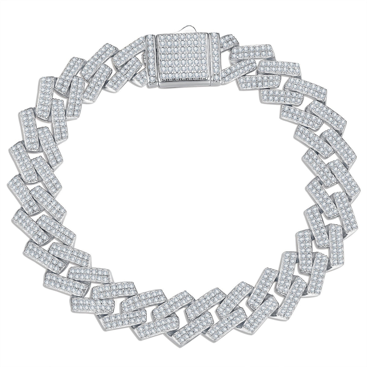 Chiglia Moissanite Cuban Link Bracelet in Sterling Silver