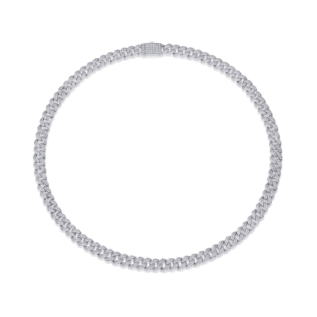 Aurora Moissanite Cuban Link Bracelet in Sterling Silver