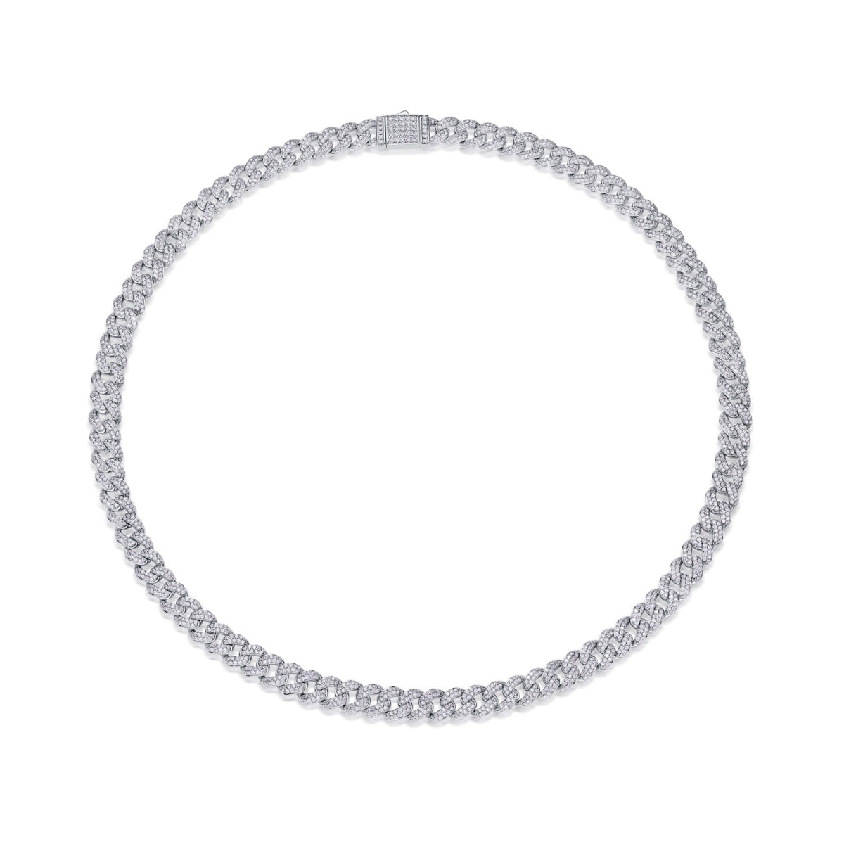 Aurora Moissanite Cuban Link Bracelet in Sterling Silver