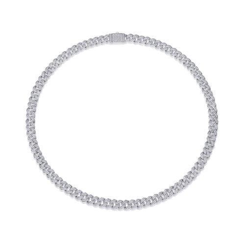 Aurora Moissanite Cuban Link Bracelet in Sterling Silver