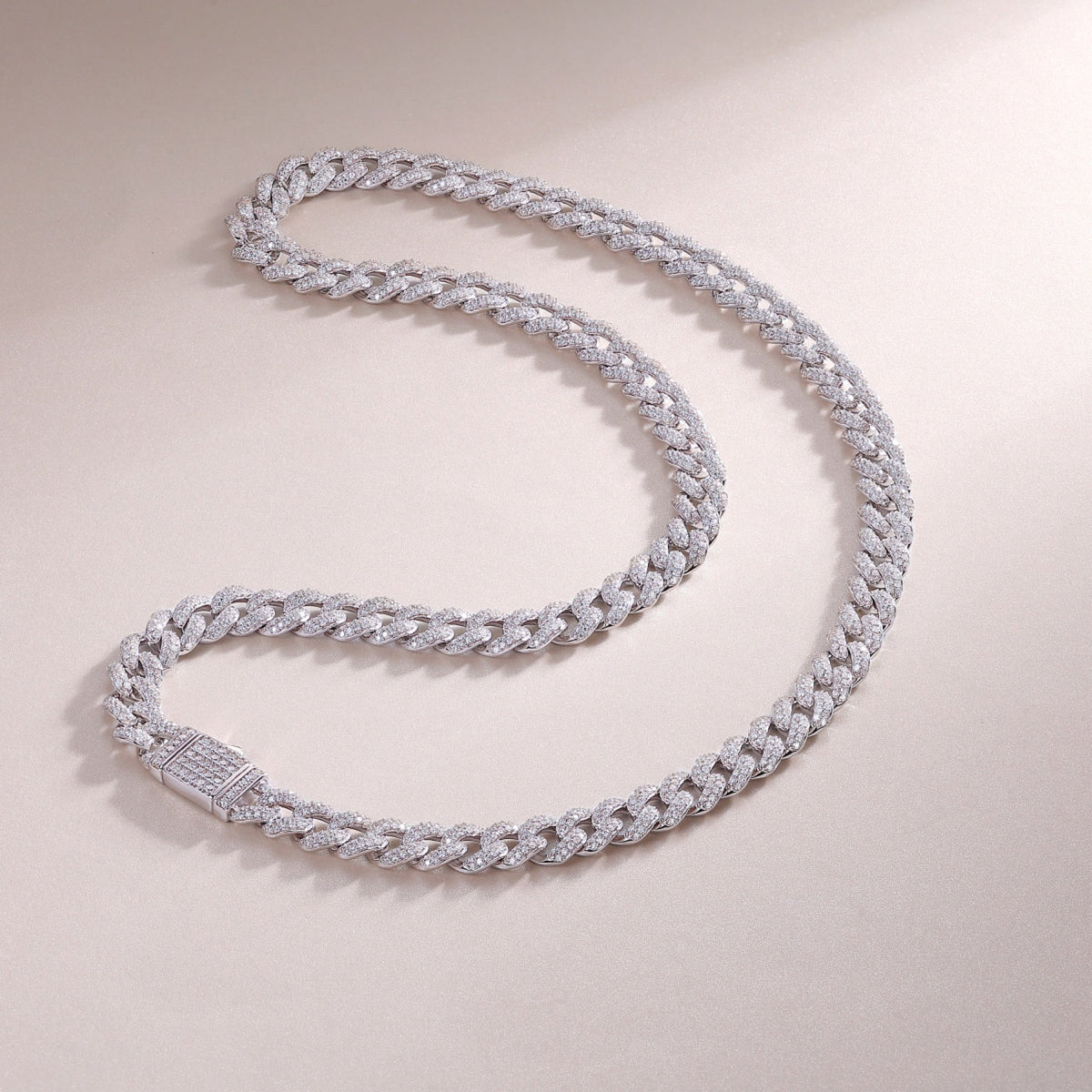 Aurora Moissanite Cuban Link Bracelet in Sterling Silver