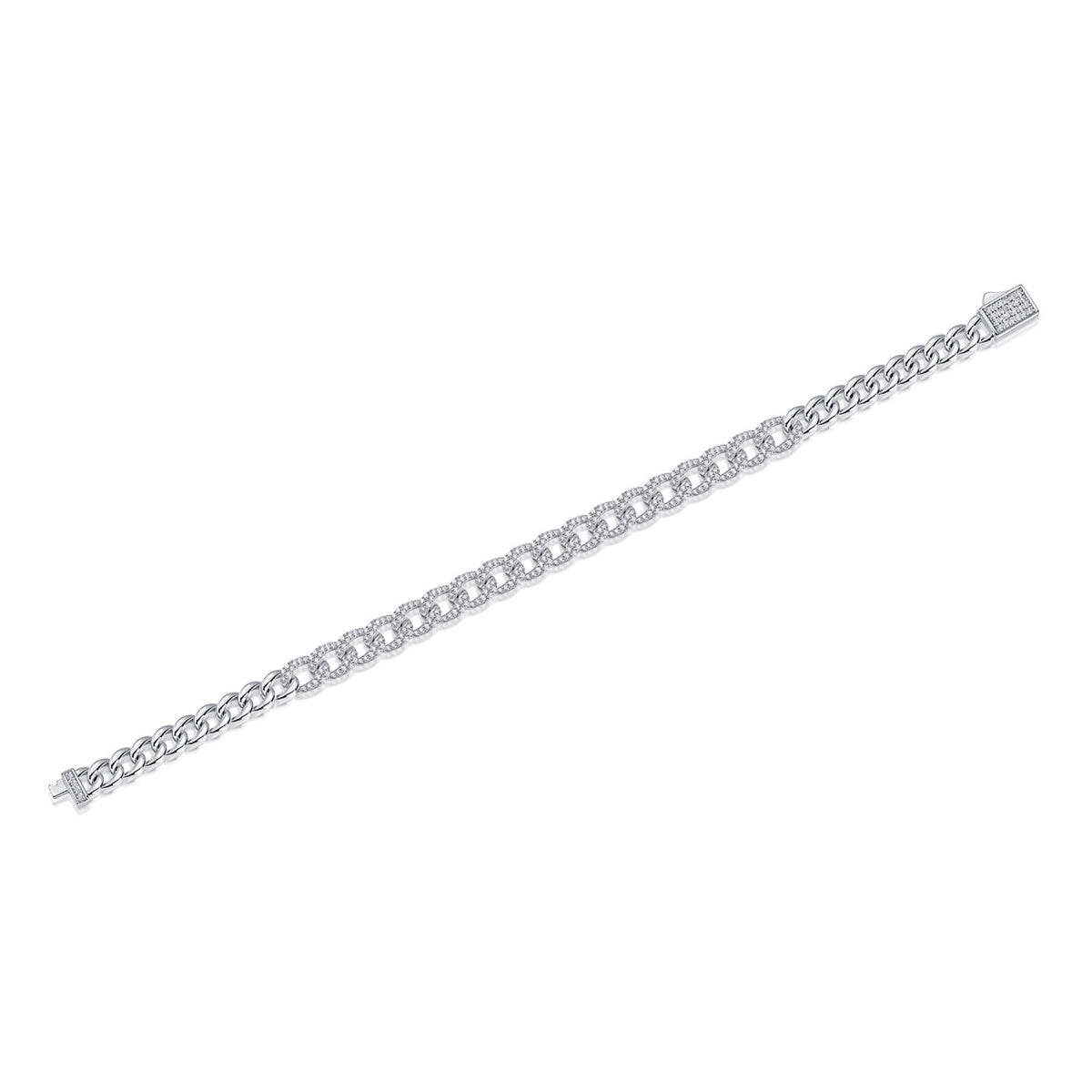 Sommo Moissanite Cuban Link Bracelet in Sterling Silver