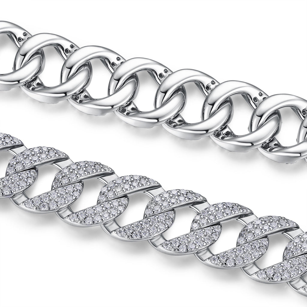 Nodulo Moissanite Cuban Link Bracelet in Sterling Silver