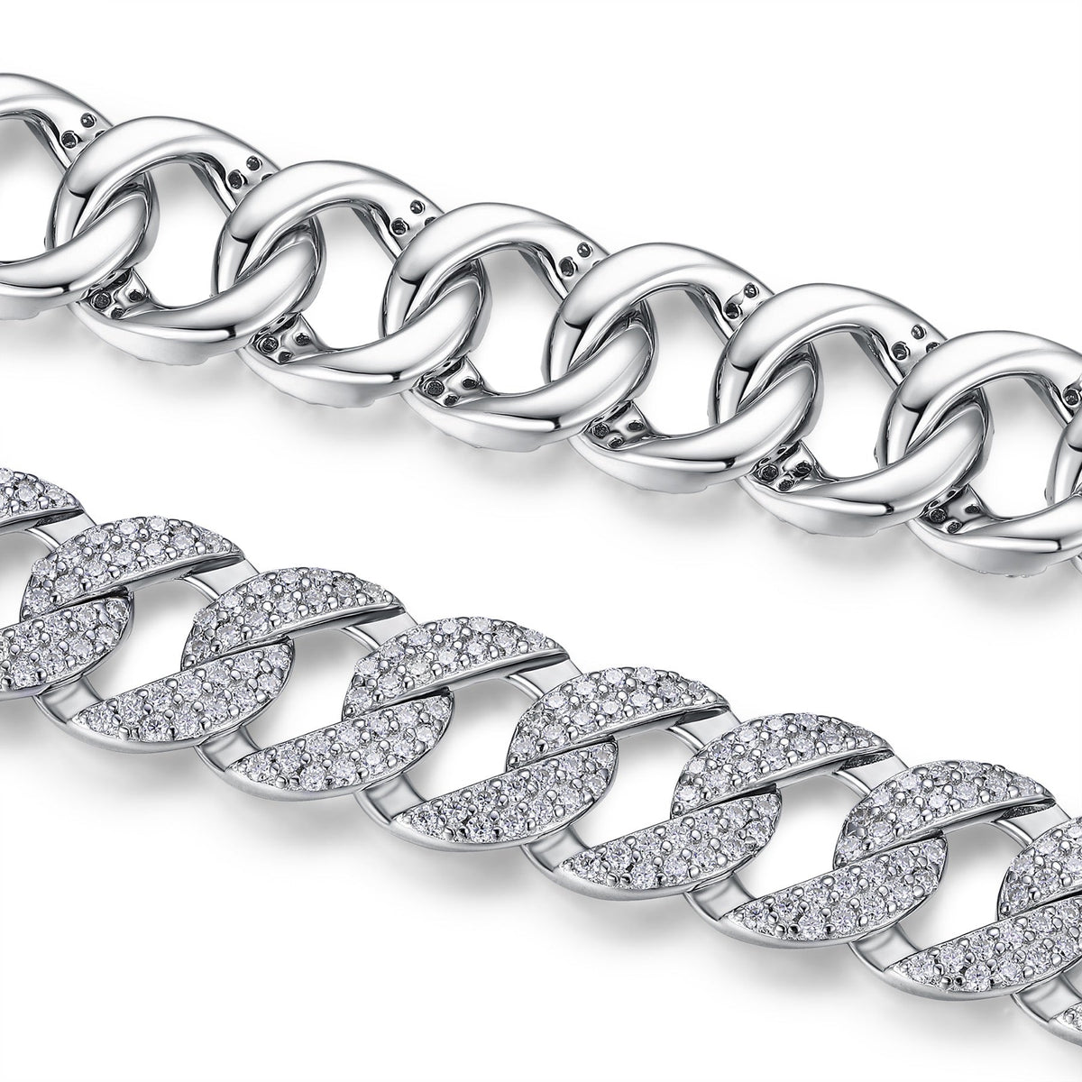 Nodulo Moissanite Cuban Link Bracelet in Sterling Silver