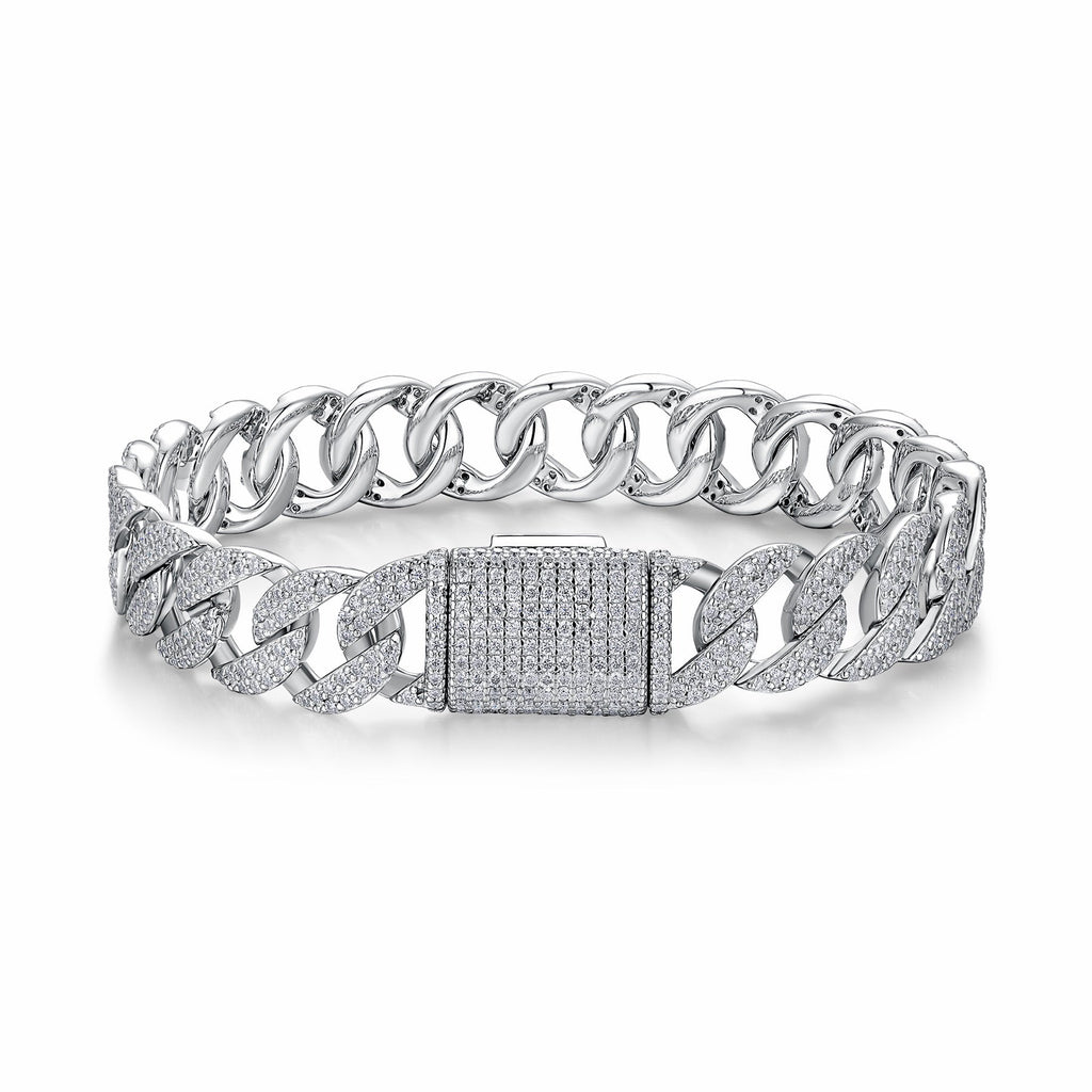 Nodulo Moissanite Cuban Link Bracelet in Sterling Silver