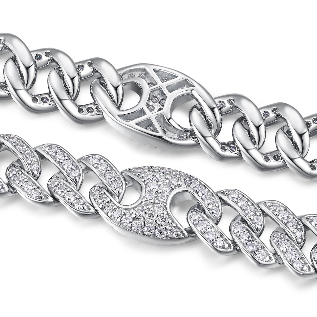 Vincolo Moissanite Cuban Link Bracelet in Sterling Silver