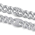 Vincolo Moissanite Cuban Link Bracelet in Sterling Silver