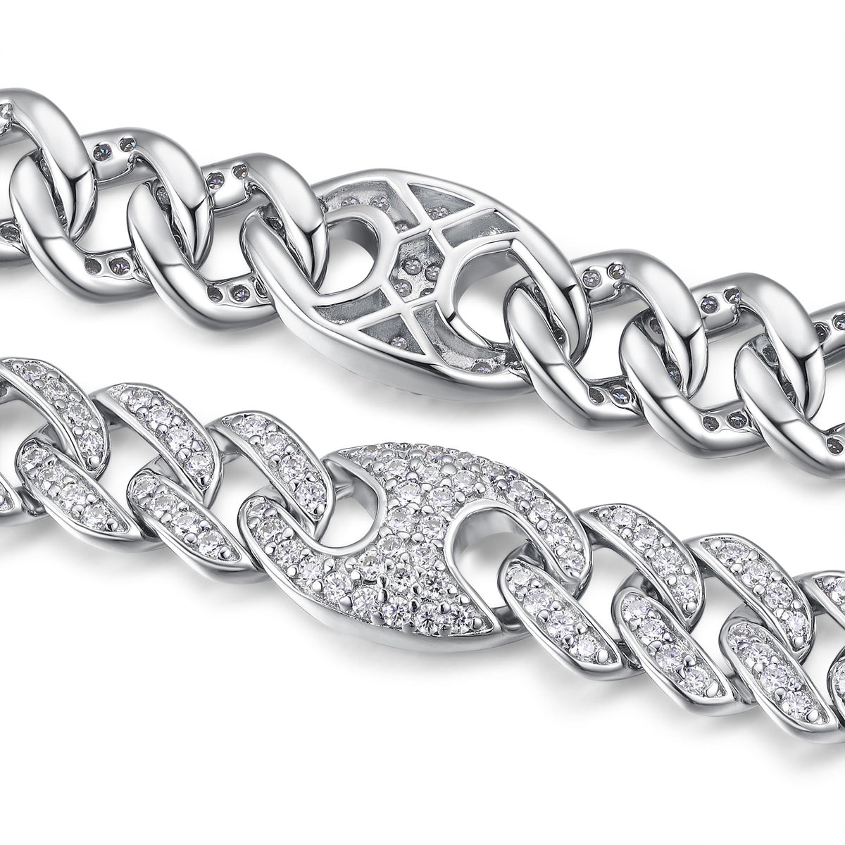 Vincolo Moissanite Cuban Link Bracelet in Sterling Silver