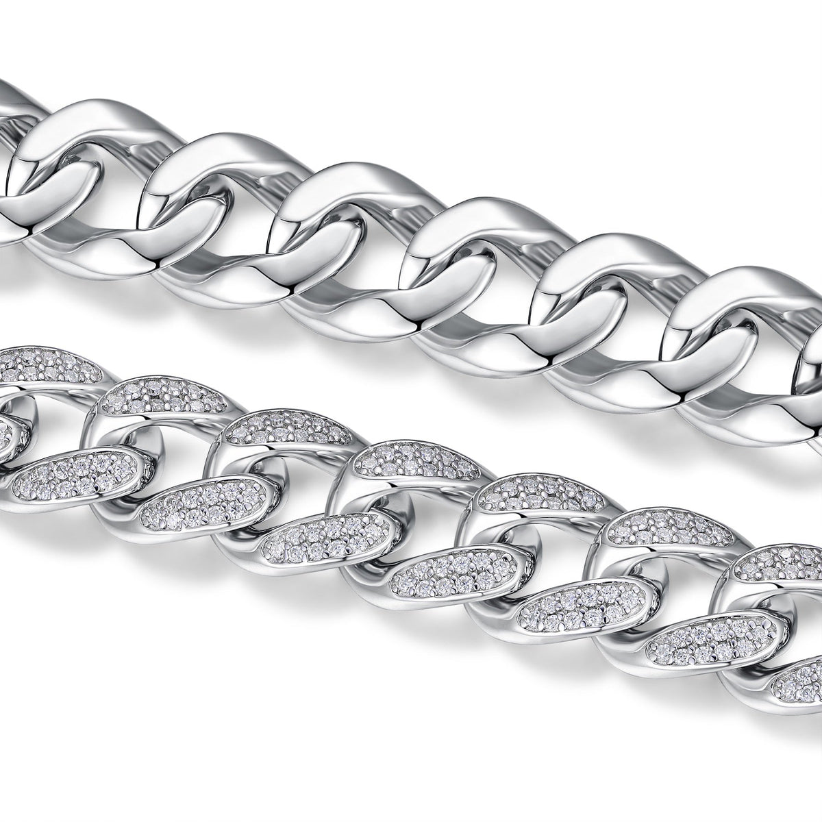 Maglione Moissanite Cuban Link Bracelet in Sterling Silver