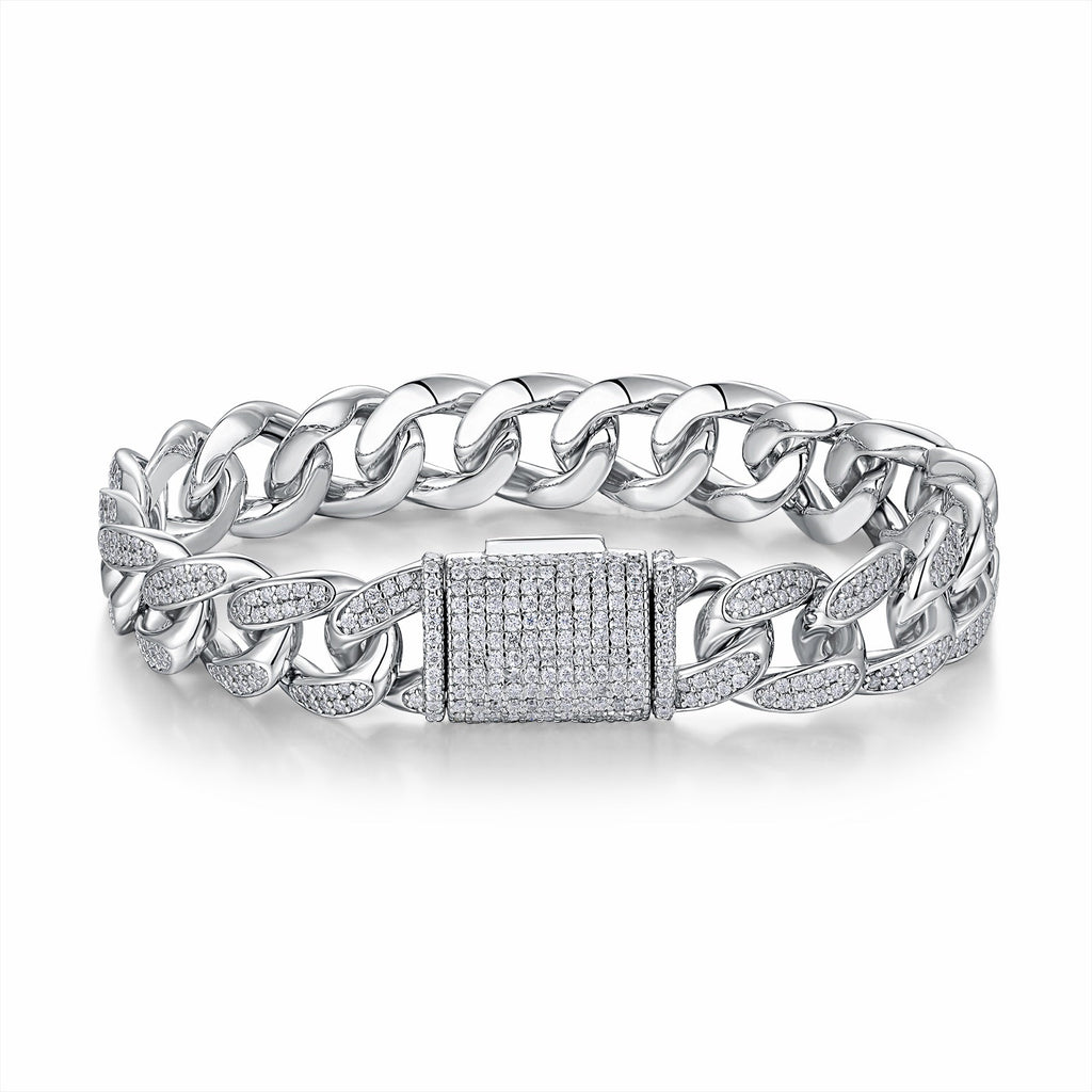Maglione Moissanite Cuban Link Bracelet in Sterling Silver