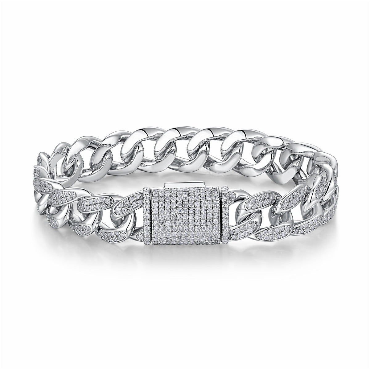 Maglione Moissanite Cuban Link Bracelet in Sterling Silver