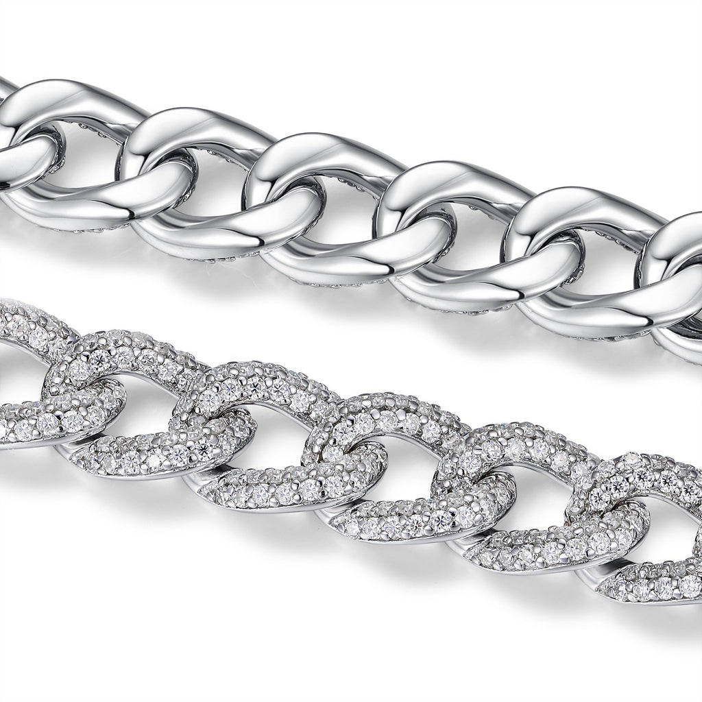 Catenaccio Moissanite Cuban Link Bracelet in Sterling Silver