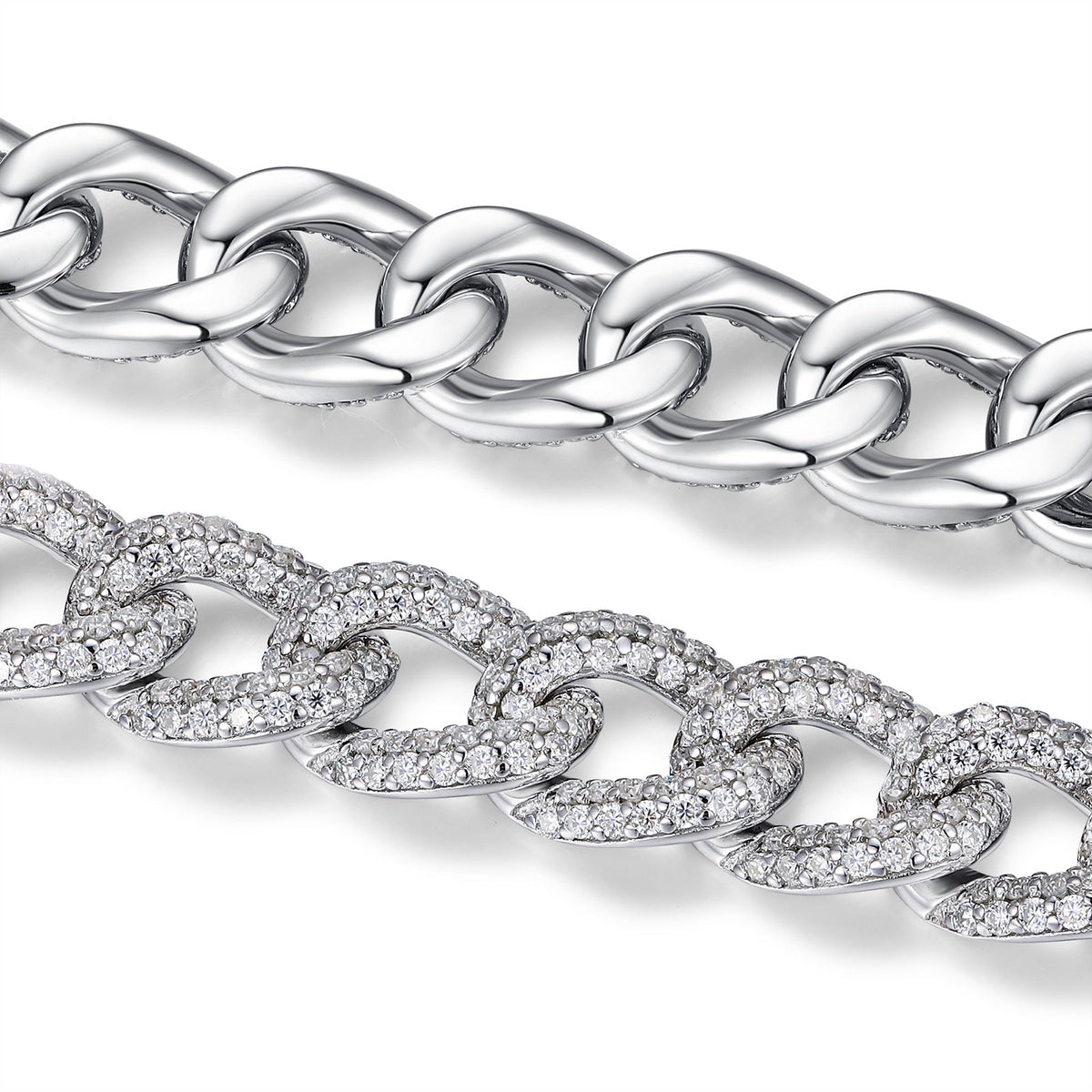 Catenaccio Moissanite Cuban Link Bracelet in Sterling Silver