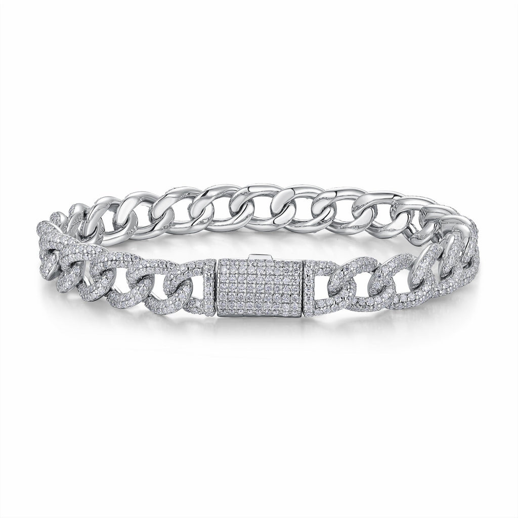 Catenaccio Moissanite Cuban Link Bracelet in Sterling Silver