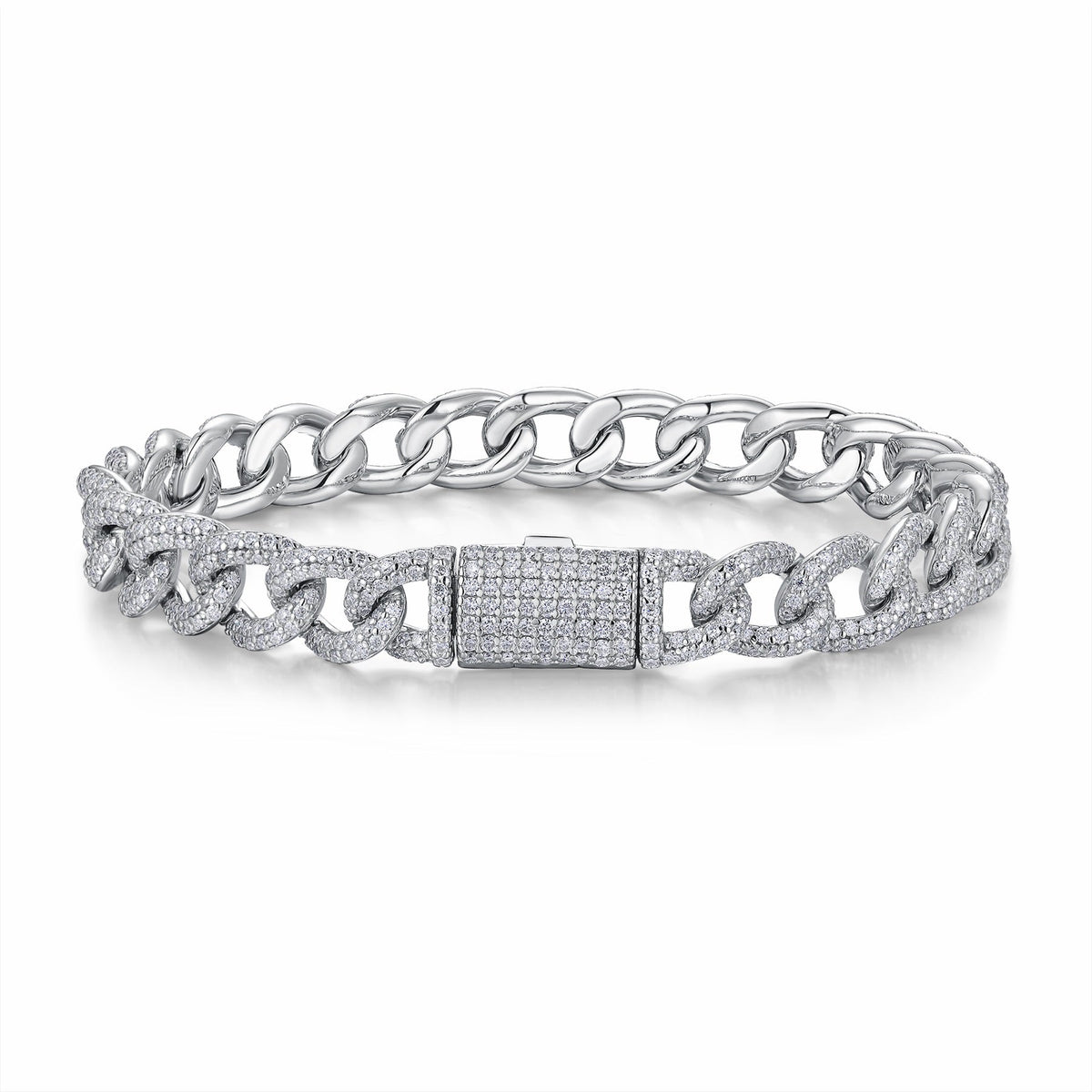 Catenaccio Moissanite Cuban Link Bracelet in Sterling Silver
