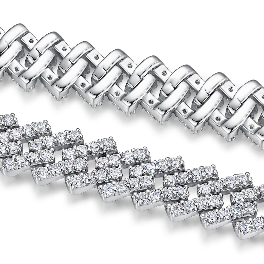 Vortice Moissanite Cuban Link Bracelet in Sterling Silver