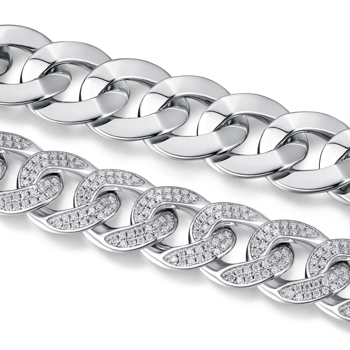 Ferro Moissanite Cuban Link Bracelet in Sterling Silver