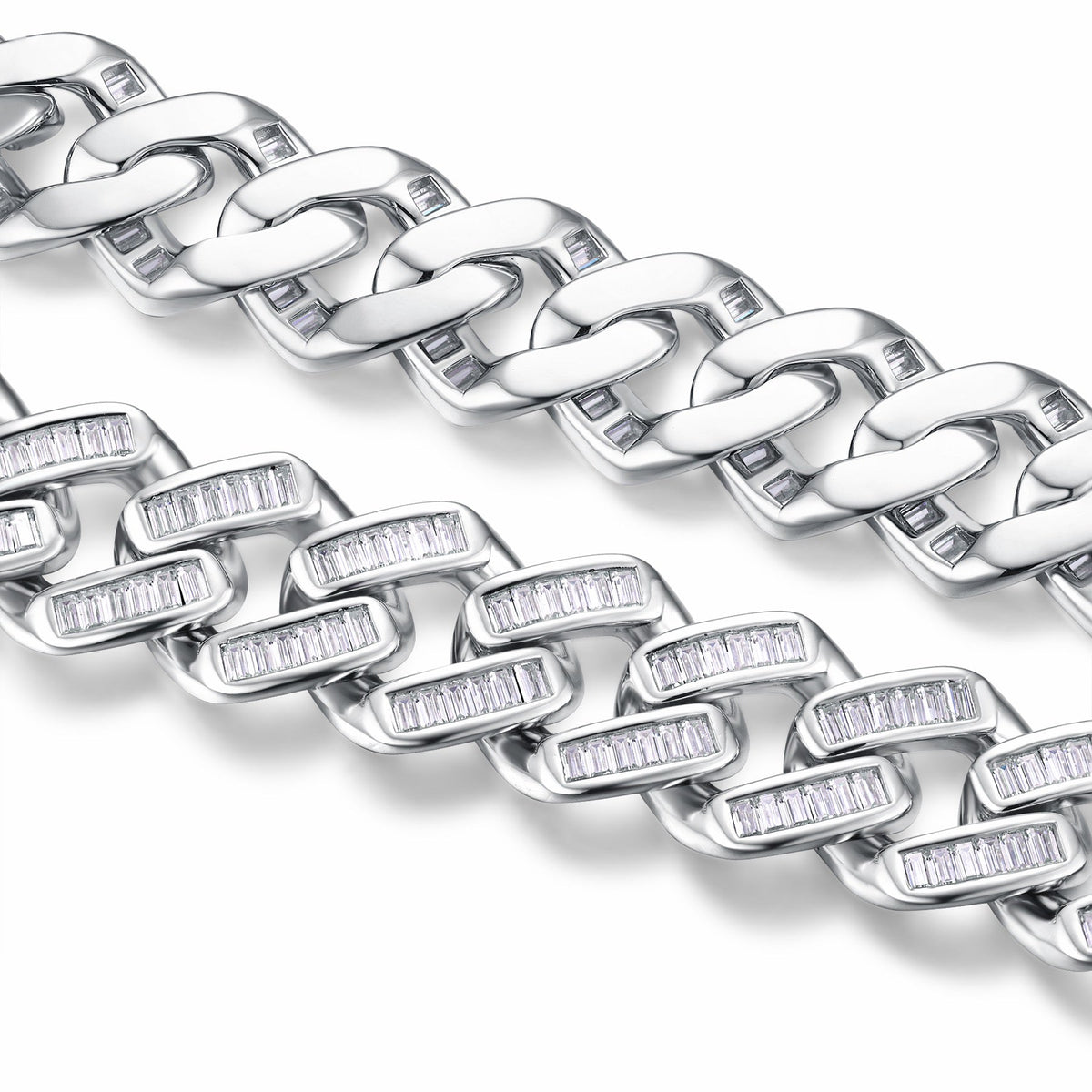 Monogramma Moissanite Cuban Link Bracelet in Sterling Silver
