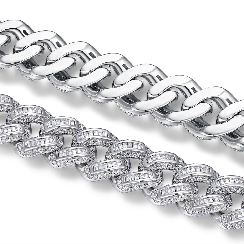 Groviglio Moissanite Cuban Link Bracelet in Sterling Silver