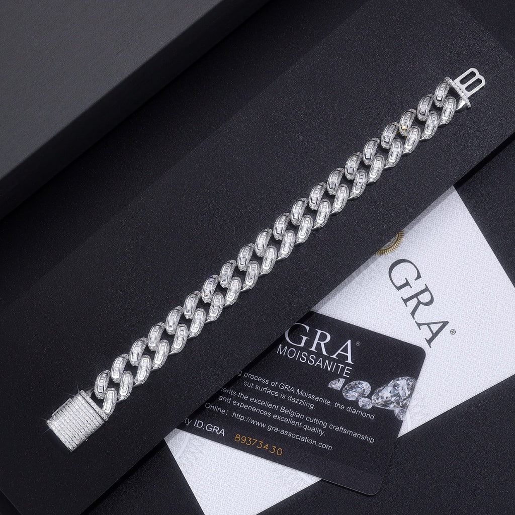 Groviglio Moissanite Cuban Link Bracelet in Sterling Silver